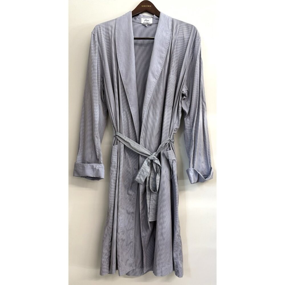 Brioni Mens Bathrobe Dressing Gown Pajama Robe Large Cotton Striped Made In Itay